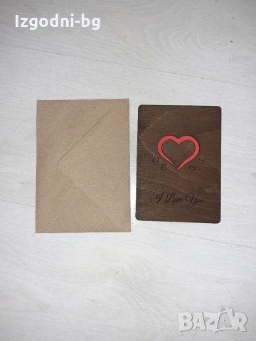  Романтичен подарък! Ръчно изработена дървена картичка с дърворезба!, снимка 3 - Романтични подаръци - 31448060