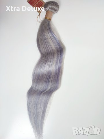 РАЗПРОДАЖБА! 100% естествена права коса за удължаване - сиво/пепелно русо, снимка 3 - Аксесоари за коса - 44288286