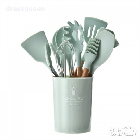 2776Силиконови кухненски прибори 12бр с поставка, снимка 9 - Прибори за хранене, готвене и сервиране - 30378961