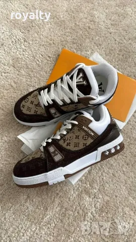 Мъжки Сникърси Louis Vuitton Цвят- Бяло и Кафяво Луи Витон с Кутия 