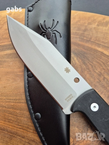 Фиксиран нож Spyderco Province FB45GP,фултанг с кожена кания, снимка 6 - Ножове - 53960323