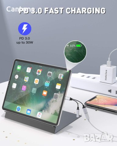 Moyago USB Type C към 3,5 мм адаптер за слушалки и зареждане, 2 в 1 AUX кабел, снимка 3 - Слушалки, hands-free - 42546738