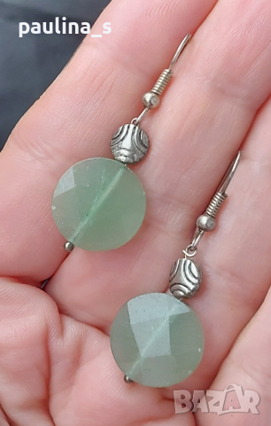 Винтидж / Висящи обеци с фасетиран зелен кварц, снимка 5 - Обеци - 44616931