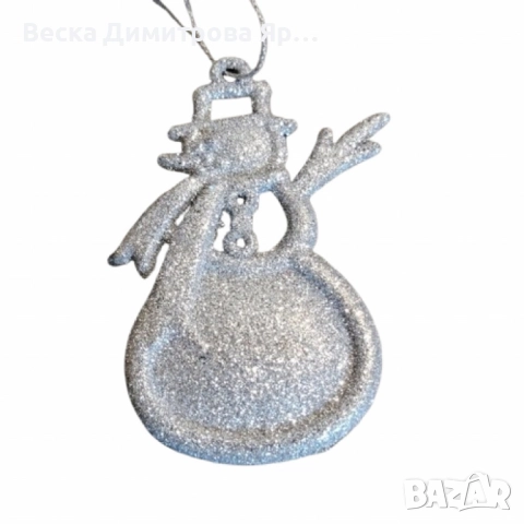 Коледна украса за елха - Блестящ орнамент във формата на снежен човек