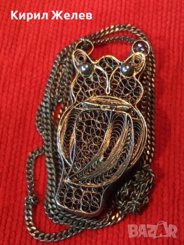 ПОСРЕБРЕН БУХАЛ ФИЛИГРАНЕН със ЗДРАВО СИНДЖИРЧЕ ФИГУРАЛЕН АРТ ДЕКО МЕДАЛЬОН БЛАГОРОДНА СТОМАНА 25560, снимка 6 - Колиета, медальони, синджири - 35679503