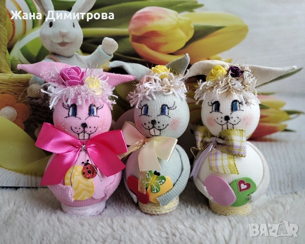 Ръчно изработени зайчета , снимка 2 - Декорация за дома - 39262204