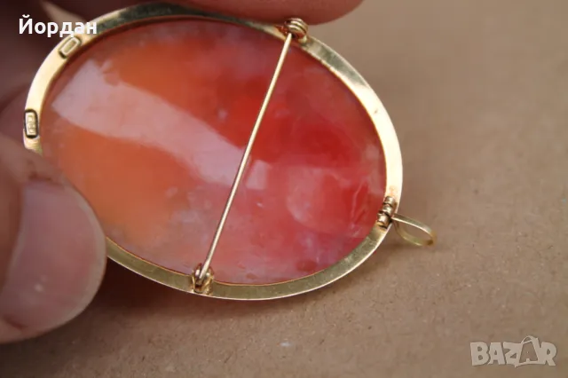 Изящна брошка с камея и златен обков, снимка 8 - Други стоки за дома - 49753837