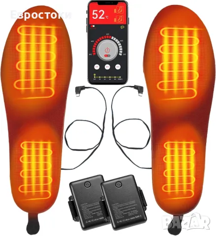 KEMIMOTO Акумулаторни термо стелки с контрол на приложението, 5 V 5000 mAh, Дистанционно управление