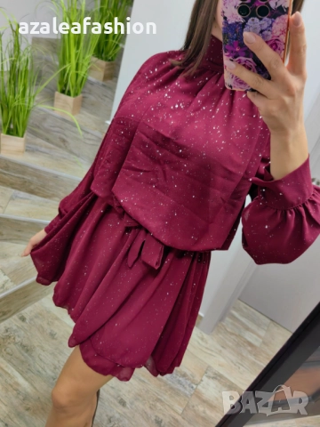 Рокля с бляскави частички цветове, снимка 3 - Рокли - 52692561