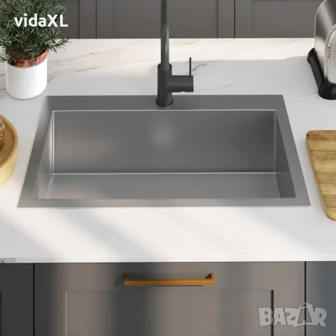 vidaXL Ръчно изработена кухненска мивка, неръждаема стомана, снимка 3 - Мивки - 56147700