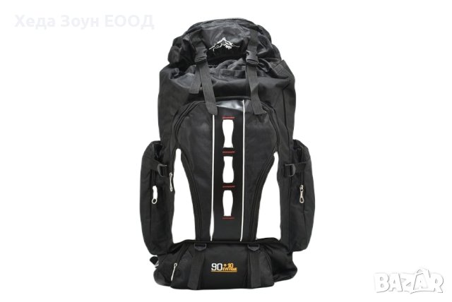 Туристическа раница от текстил 37 х 70 х 21см / Черна/Червена