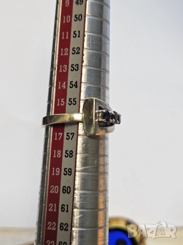 Дамски пръстен, бяло злато със сапфир 585/14к 2.94гр, снимка 4 - Пръстени - 51531677