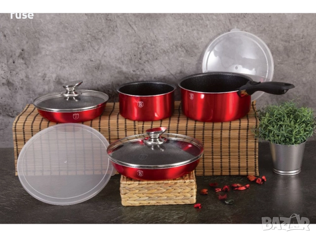 НОВИ! Комплект съдове Berlinger Haus BH6145, 9 части, индукция, удобна дръжка, снимка 5 - Съдове за готвене - 52817751