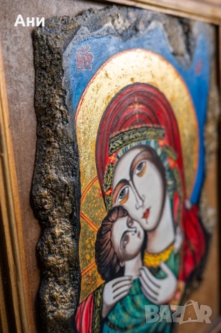 Икона Уникат Дева Мария Младенеца Св. Петка Николай Кашев, снимка 2 - Икони - 51027251