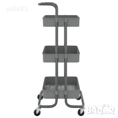 vidaXL Кухненска количка на 3 нива, сива, 42x35x85 см, желязо и ABS(SKU:336337), снимка 3 - Други - 48518876