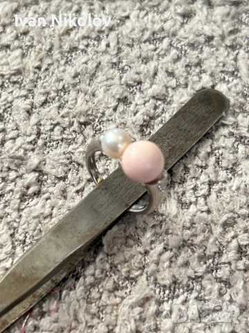 Дамски сребърен пръстен с перли