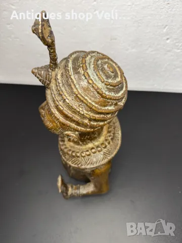 Африканска бронзова скулптура-Бенин №6686 , снимка 3 - Антикварни и старинни предмети - 49675434