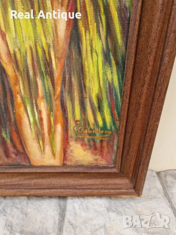 Уникална антикварна испанска картина масло върху платно , снимка 6 - Картини - 48252279