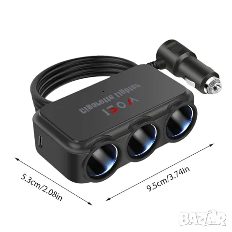 Разклонител за запалка с 3 гнезда USB Type-C и мощност 120W, снимка 3 - Аксесоари и консумативи - 55863039