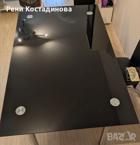 Трапезна стъклена маса с черно закалено стъкло , снимка 3 - Маси - 52730051