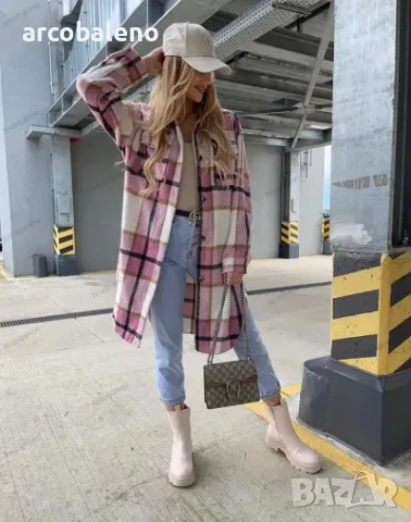 Дамско преходно едноредно карирано сако с дълъг ръкав, 3цвята , снимка 5 - Сака - 48684897