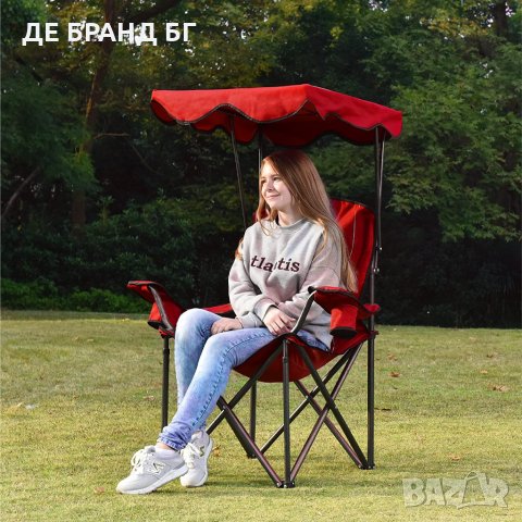 ПРОМОЦИЯ Сгъваем къмпинг стол със сенник и с чанта за съхранение E01CC-501 RED, снимка 7 - Къмпинг мебели - 35095414