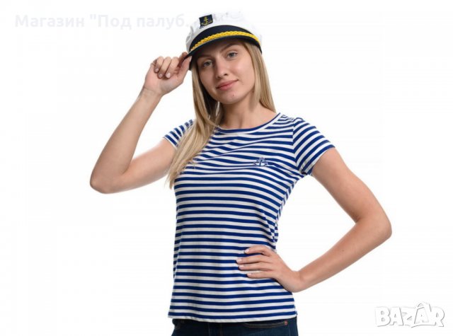 Дамски моряшки сет: тениска и капитанска шапка, снимка 3 - Тениски - 29975136