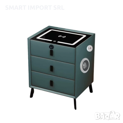 Интелигентно нощно шкафче Smart Heater, USB и Type-C порт, Bluetooth, зелен