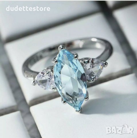 Сребърна висулка с аквамарин , снимка 5 - Колиета, медальони, синджири - 31152056