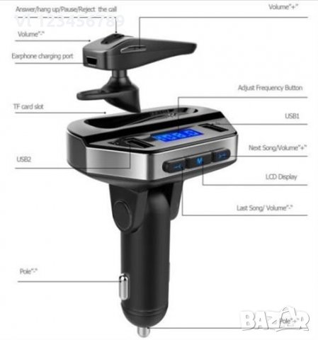 FM Transmitter V6 с Handsfree Слушалка, снимка 4 - Аксесоари и консумативи - 29224725