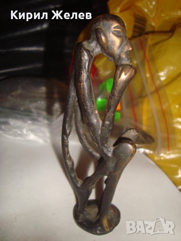 СТАРА БРОНЗОВА АФРИКАНСКА СТАТУЕТКА РЪЧНА ЕТНО АРТ ИЗРАБОТКА УНИКАТ с ТЪМНА ПАТИНА ФИГУРА 16647, снимка 11 - Статуетки - 31697021