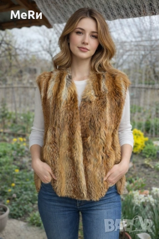 Елек от естествен косъм - златна лисица