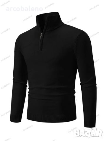 Мъжки ежедневен едноцветен пуловер с половин цип и стояща яка, 10цвята , снимка 15 - Пуловери - 42784816