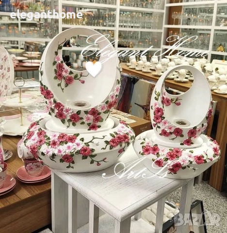 Фонтан -бял с цветя  Фонтан -бял с цветя  Работи на ток Полирезин Височина 35 см Цена - 89,50 лв, снимка 2 - Други - 51976037