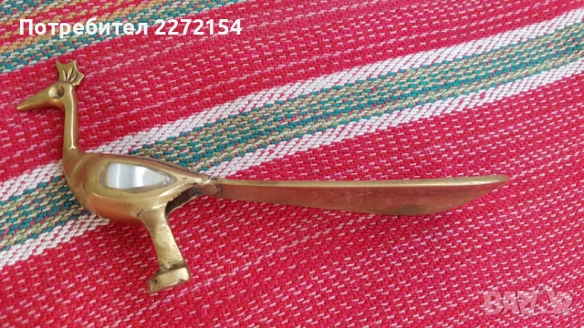 Бронзова статуетка паун обувалка, снимка 2 - Антикварни и старинни предмети - 51703138