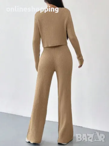 Дамски плетен бежов комплект, снимка 2 - Комплекти - 48092880