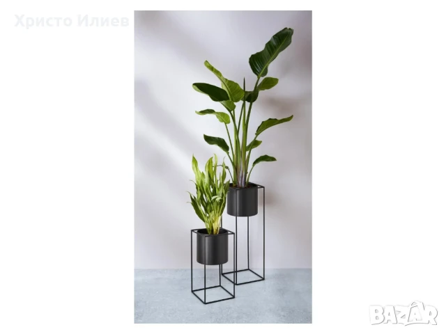 Цветарник Саксия със стойка 2бр комплект Метална поставка, снимка 3 - Стайни растения - 50467698