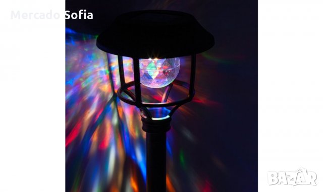 Слънчева лампа LED Редуващи се цветове Пластмаса Черен 43 см , снимка 4 - Соларни лампи - 31910687
