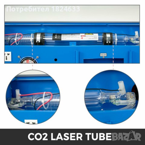 40W CO2 Лазер за гравиране и рязане Co2 laser  300*200мм, снимка 8 - Други машини и части - 37428551