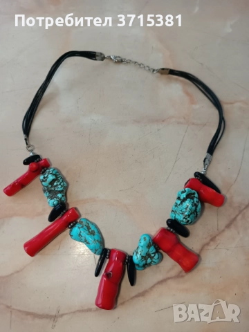 Колие с червен корал и тюркоаз, снимка 5 - Други ценни предмети - 52907721