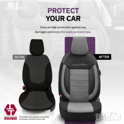 Луксозна тапицерия OTOM текстил с еко кожа COMFORT LINE Design – Сиво-Черна със сив шев, снимка 9 - Аксесоари и консумативи - 54363253