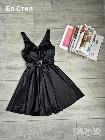 ⚜️Дамска сатенена рокля с камъни.36 евро.Универсален размер., снимка 4 - Рокли - 53966964