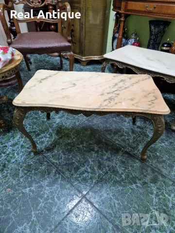 Чудесна много красива антикварна белгийска бронзова масичка с оникс , снимка 3 - Антикварни и старинни предмети - 48867628