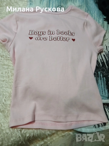 тениска xs Розова с надпис