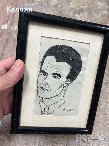Рисунка портрет с туш оригинален подписан 