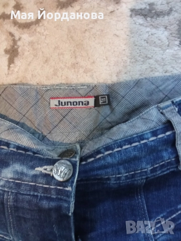 Оригинална дънкова пола Юнона с копринена долна част е Бохо стил. Номер Lx умалена, цена 37 лв., снимка 5 - Поли - 52331510