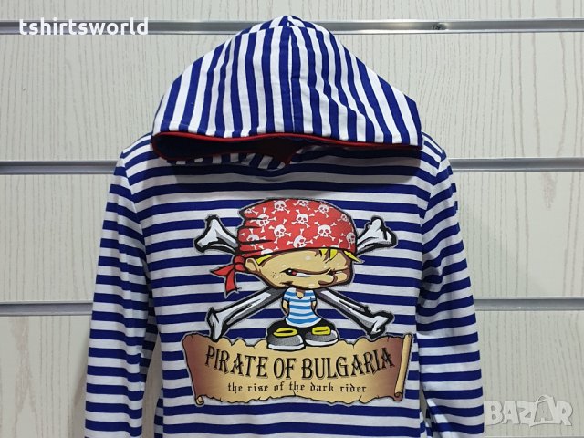 Нов детски моряшки суичър с трансферен печат Пират, от 9 години до 15 години, снимка 3 - Детски анцузи и суичери - 27636150