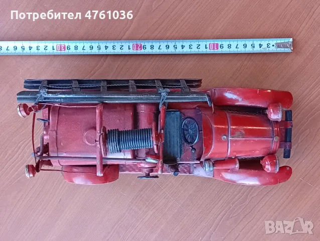 Стара ръчно изработена метална количка пожарна, снимка 12 - Колекции - 55962185