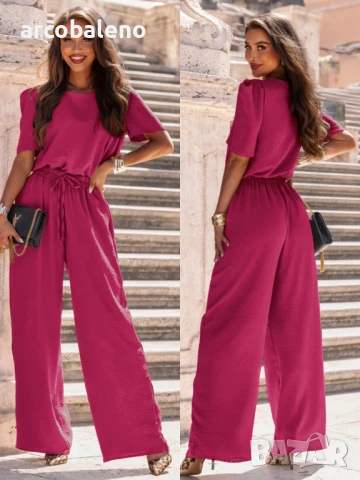 Дамски комплект от блуза и широки панталони от Mascia, 6цвята , снимка 13 - Комплекти - 51369496