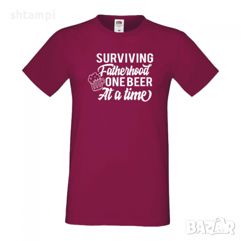 Мъжка тениска Surviving Fatherhood One Beer At A Time Дядо,Празник,Татко,Изненада,Повод,Рожден ден, , снимка 3 - Тениски - 36504832